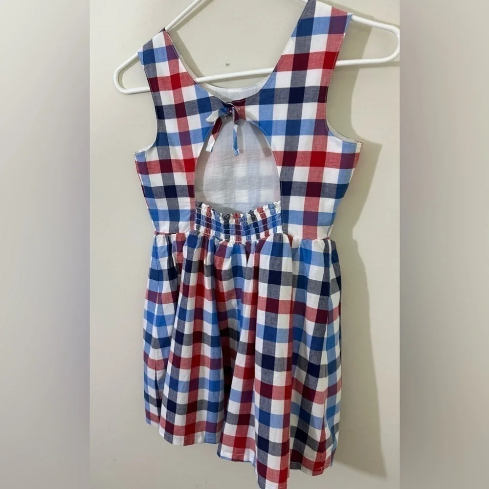 Cat & Jack sz  7 - 8. Dress in red, white and blue plaid fit an flair